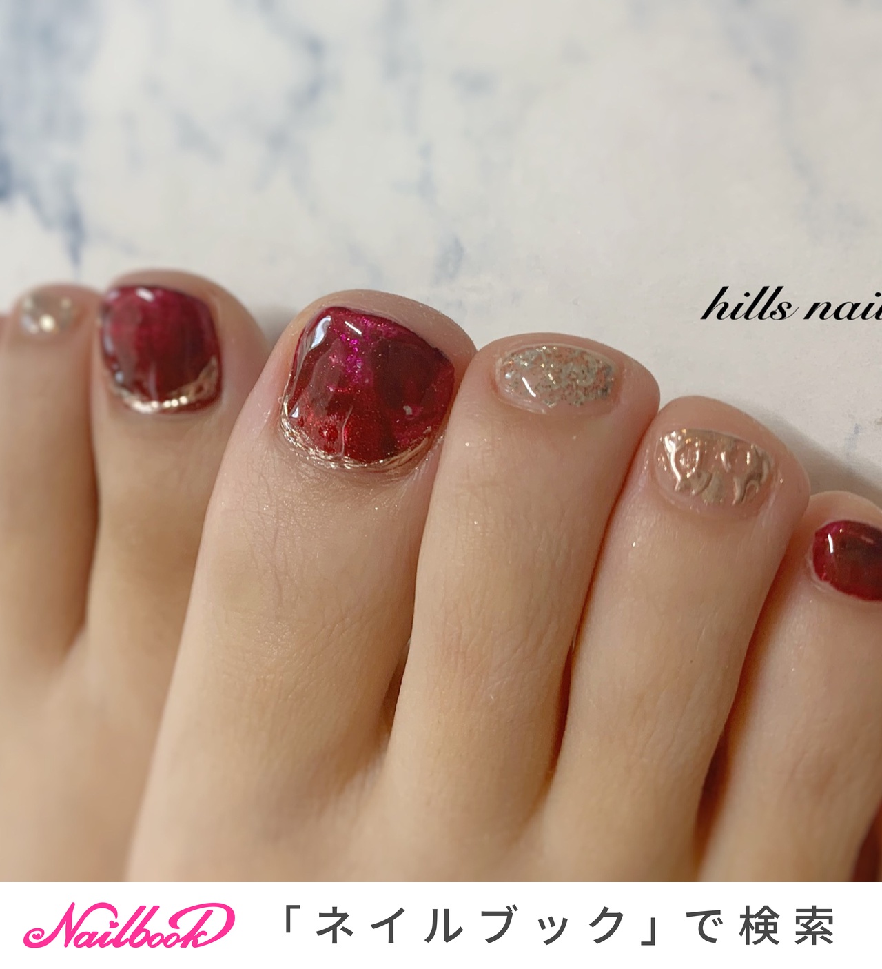 フットネイル台★未使用品★ フット/レッド/ジェルネイル/お客様 - hillsのネイルデザイン[No