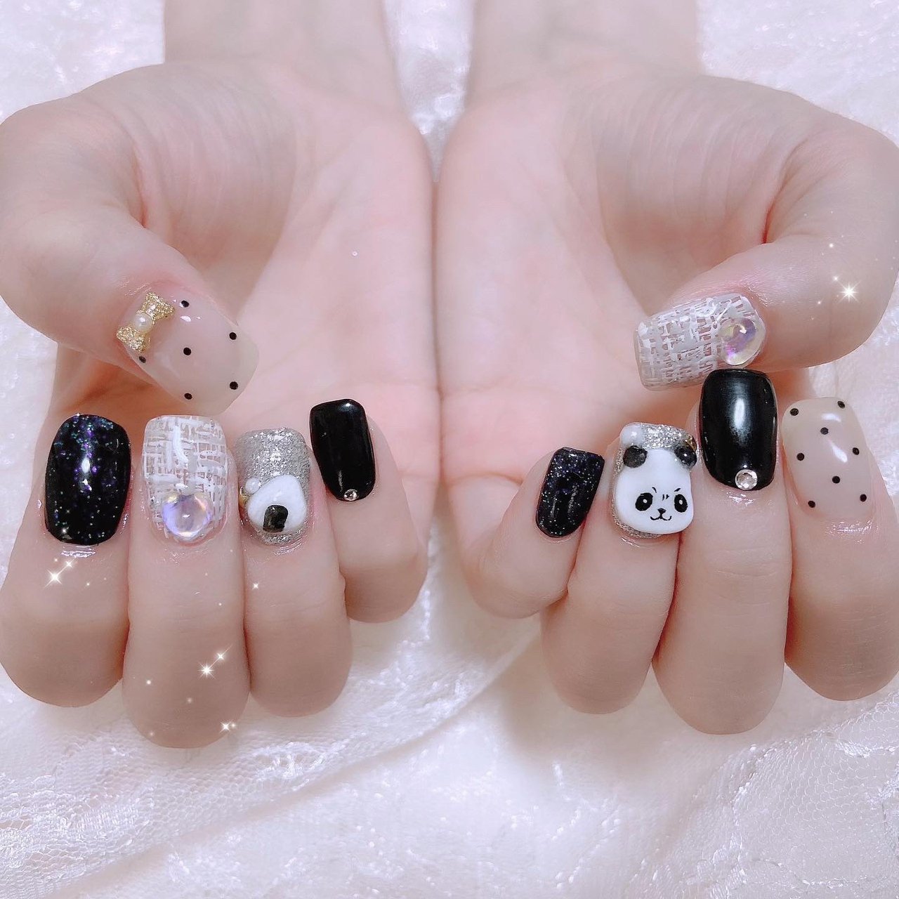 オールシーズン ハンド ホワイト ブラック ジェル Aconail 0726のネイルデザイン No ネイルブック