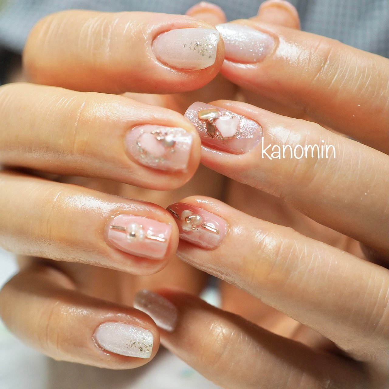 オールシーズン ブライダル ハンド ラメ シェル Kanominのネイルデザイン No ネイルブック