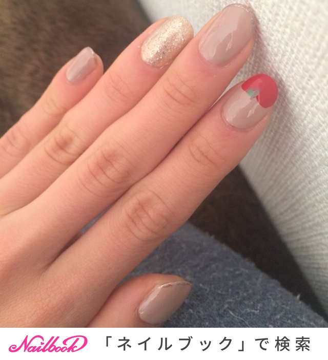 ハンド フルーツ グレージュ マニキュア セルフネイル のネイルデザイン No ネイルブック