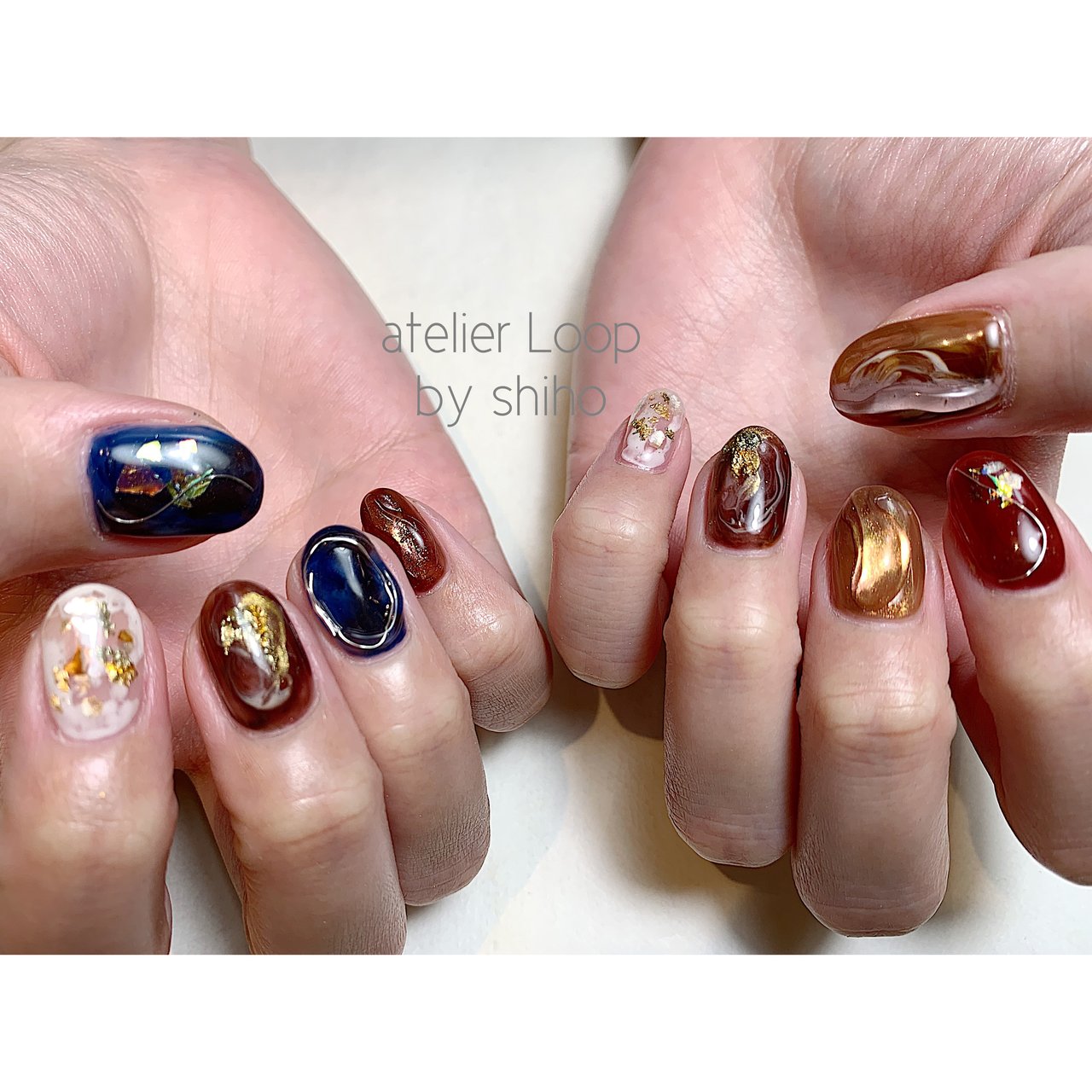 ハンド ニュアンス ショート ネイビー ボルドー Atelier Loop By Shihoのネイルデザイン No ネイルブック