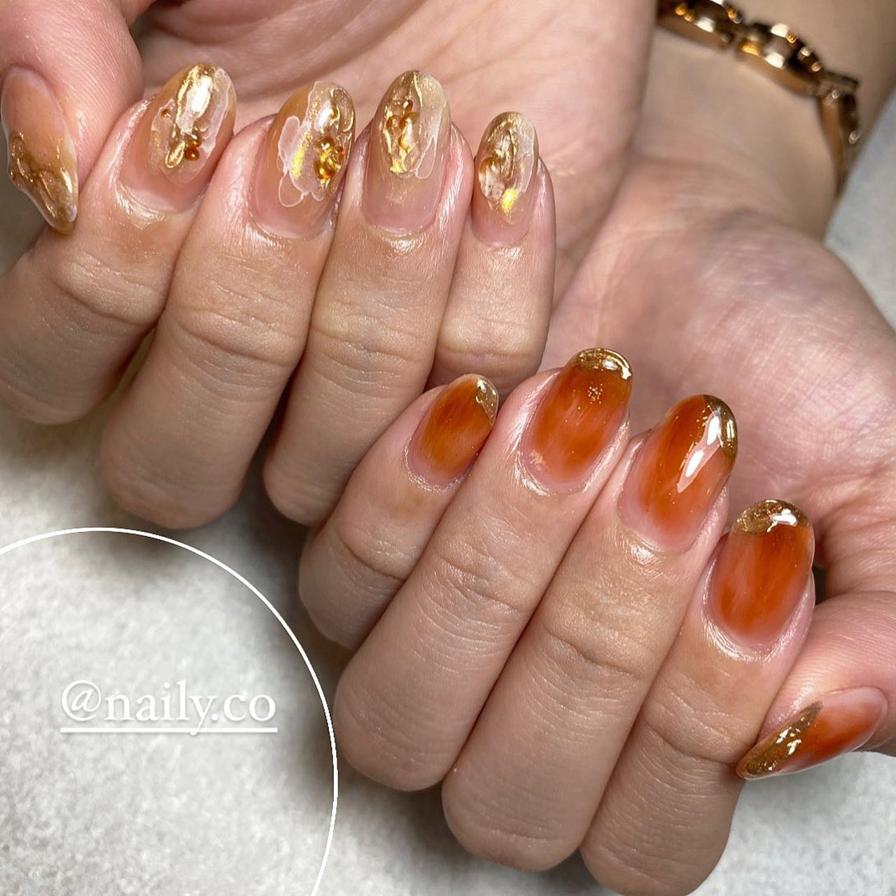 夏 ハンド ミディアム オレンジ ジェルネイル Naily Coのネイルデザイン No ネイルブック