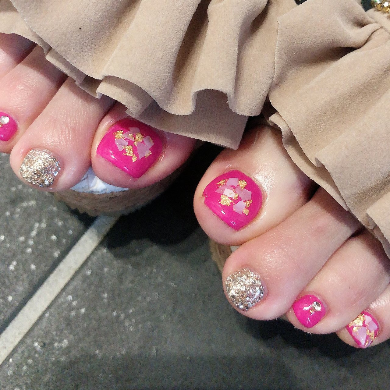 夏 リゾート フット シェル ピンク Kupulau Nail Haruのネイルデザイン No ネイルブック