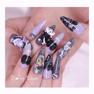 ✦ 量産型 地雷 3d 痛ネイル ネイルチップ 紫 黒 モチーフ イメージ