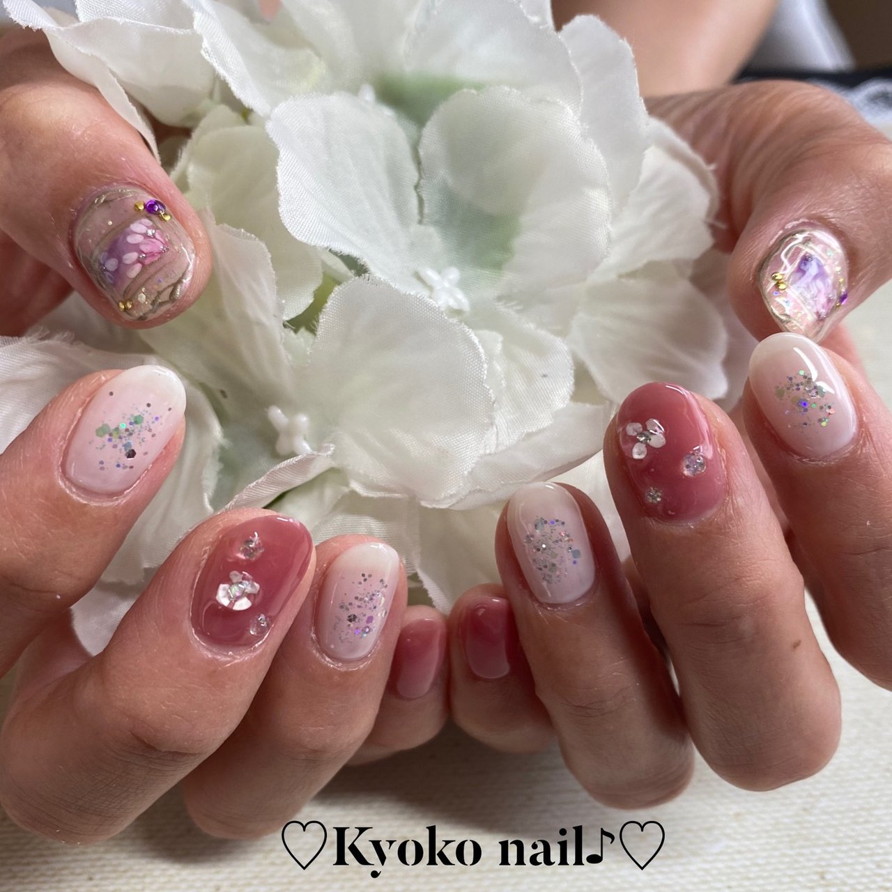 春 オフィス ハンド ラメ フラワー Kyoko Nailのネイルデザイン No ネイルブック