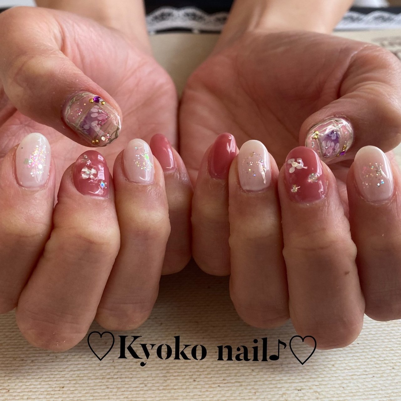 春 オフィス ハンド ラメ フラワー Kyoko Nailのネイルデザイン No ネイルブック