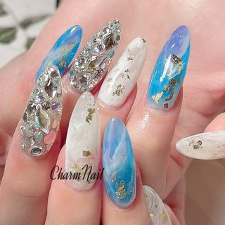 クーポン配布中 ネイルチップ プッチ柄 青系 ストーン埋め尽くし A Nail 半額sale コスメ 香水 美容 Rspg Spectrum Eu