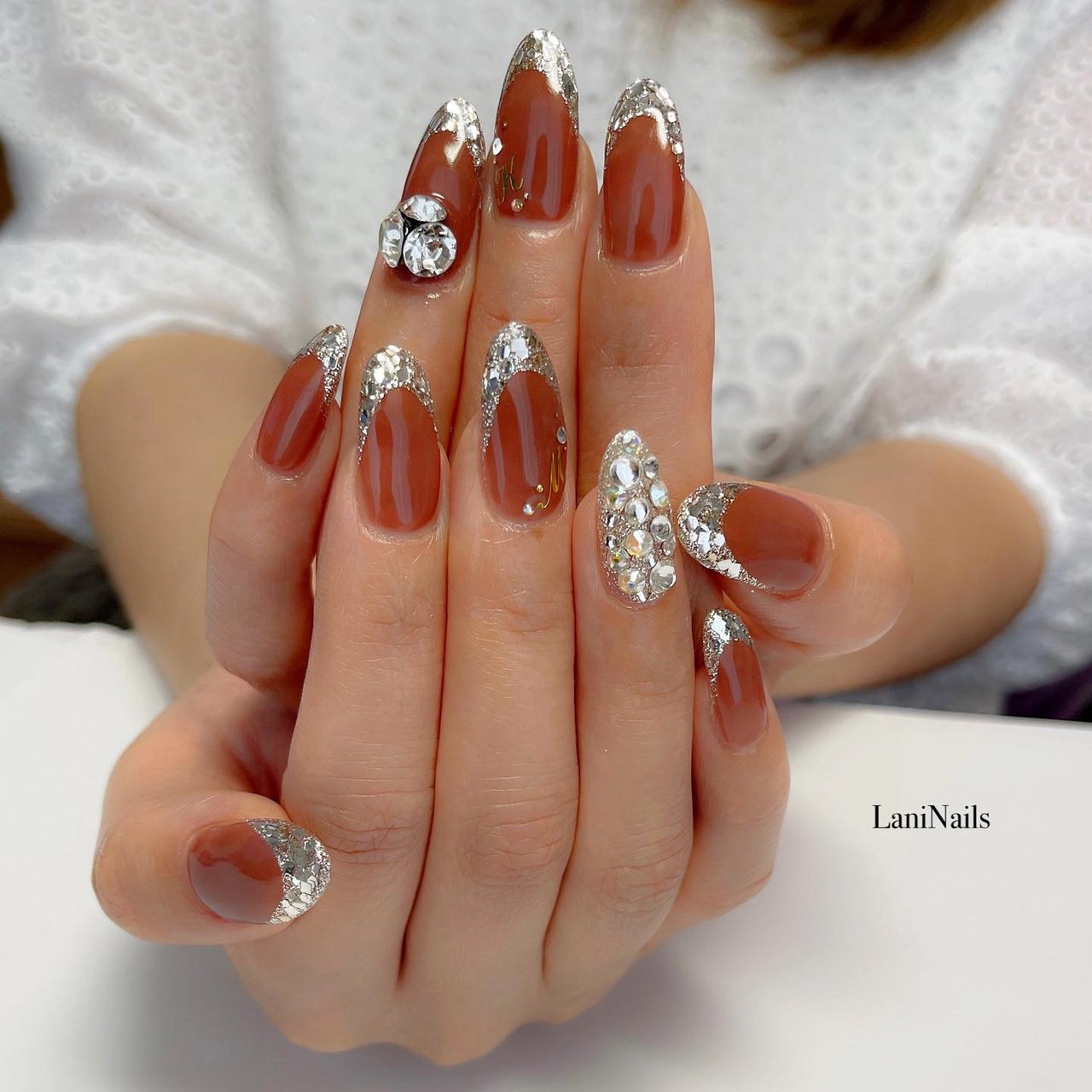 フレンチ ブラウン シルバー Laninailsのネイルデザイン No ネイルブック