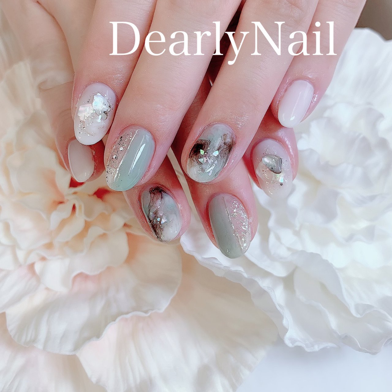 夏 オールシーズン ハンド ラメ シェル Dearlynailのネイルデザイン No ネイルブック