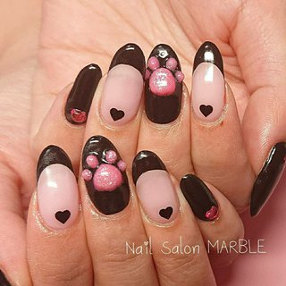 フレンチ ピンク ブラックのネイルデザイン ネイルブック