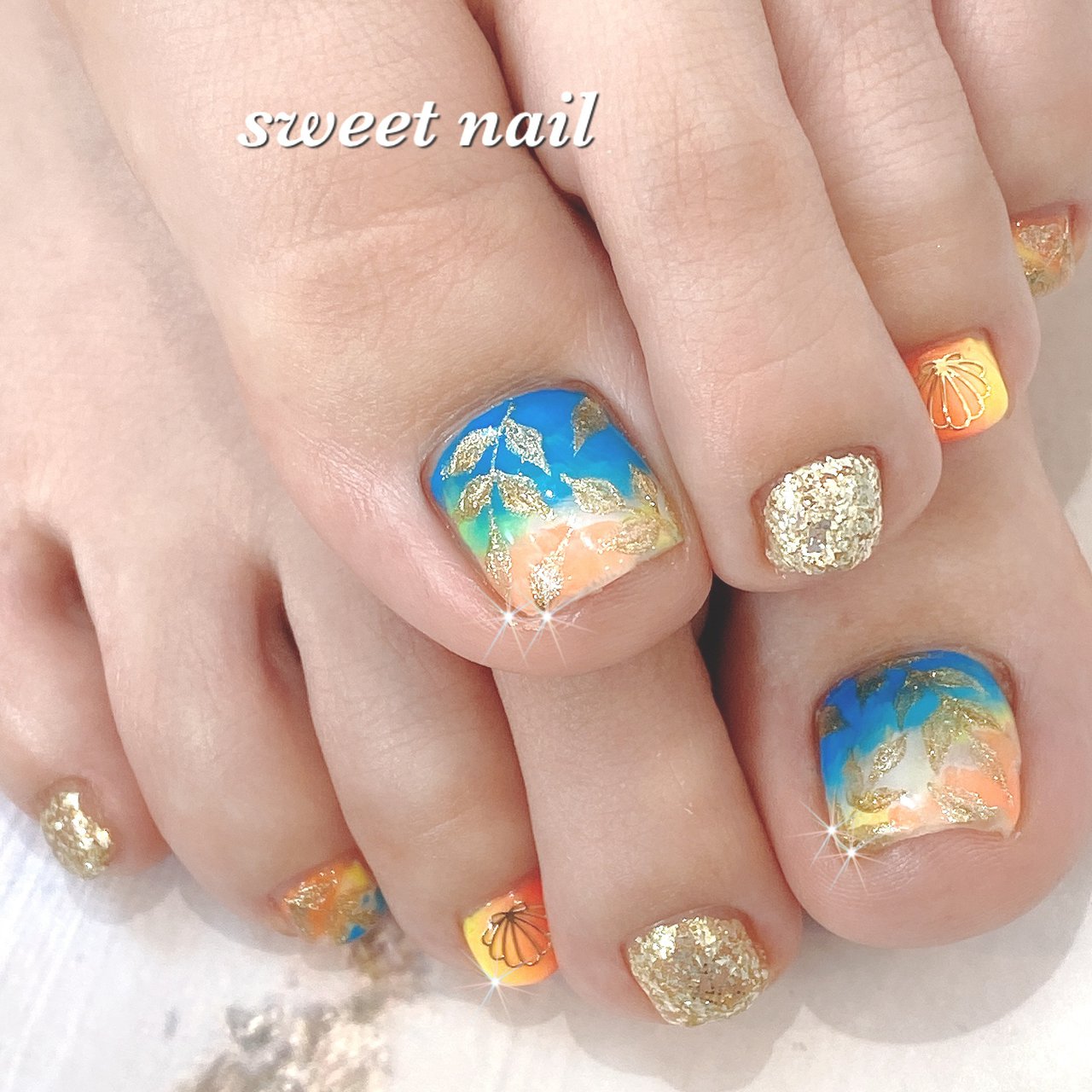 夏 海 リゾート フット Sweetネイル スクールのネイルデザイン No ネイルブック