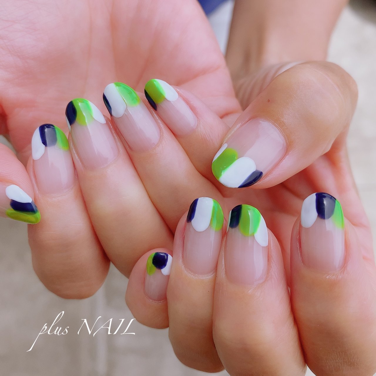 春 夏 ハンド 変形フレンチ ミディアム Tinkのネイルデザイン No ネイルブック