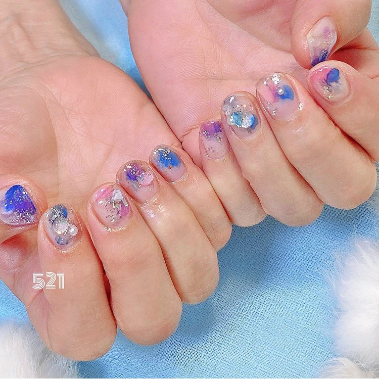 シンプル ラメ 水滴 水色 ブルー Cony Nail 福岡薬院ネイルのネイルデザイン No ネイルブック