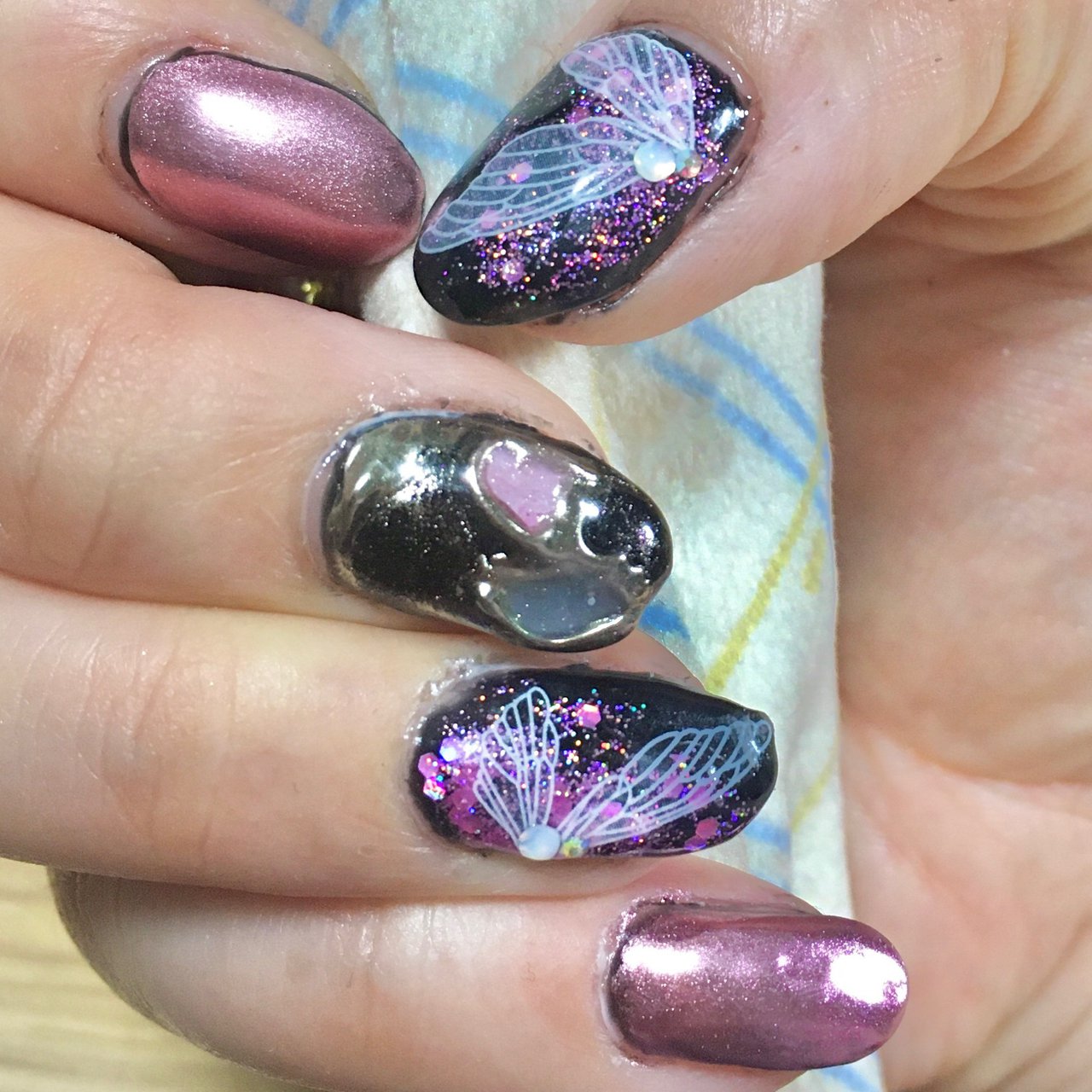 オールシーズン ハンド ラメ シェル ミラー Namiyutterのネイルデザイン No ネイルブック