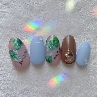 春 水滴 ボタニカルのネイルデザイン ネイルブック