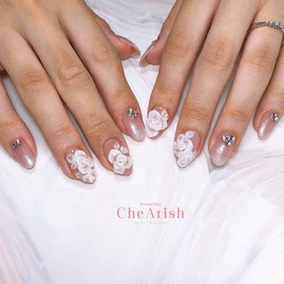 ブライダル 結婚式 ウェディング 白グラデーションのネイルデザイン ネイルブック