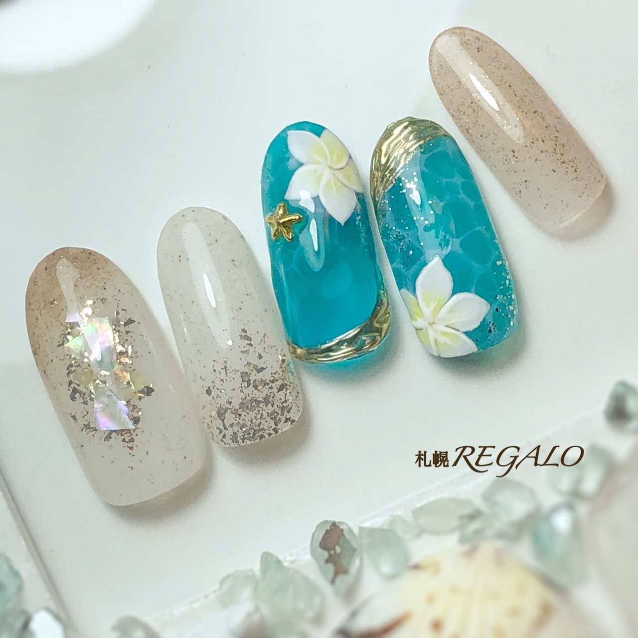 夏 リゾート ハンド フラワー シェル ひさえのネイルデザイン No ネイルブック