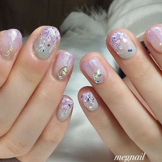グリーン パープル パステルのネイルデザイン ネイルブック