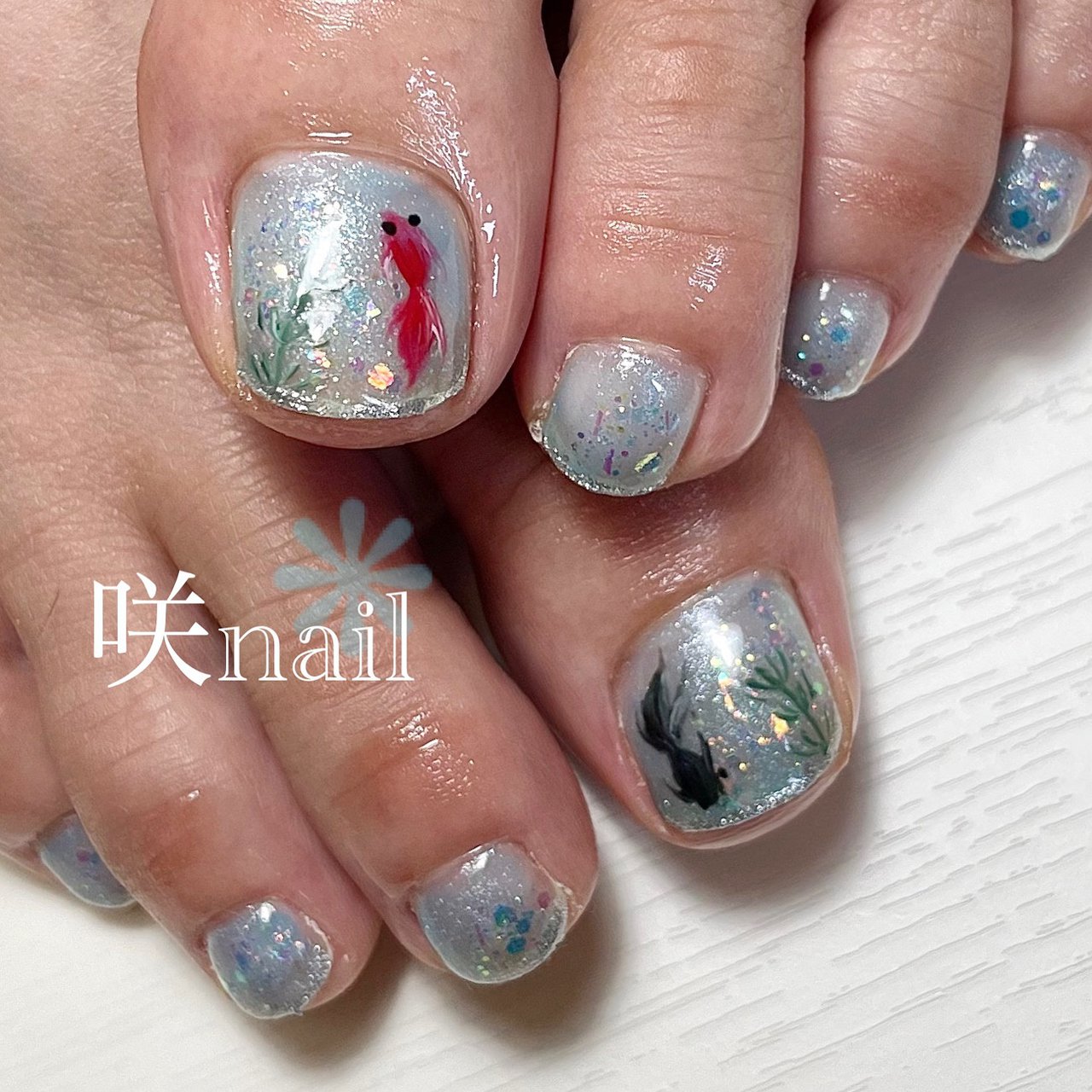 夏 海 浴衣 デート フット 咲nail サキネイル のネイルデザイン No ネイルブック