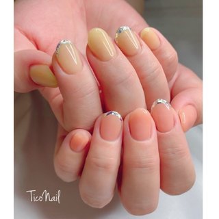 フレンチネイル フレンチ コーラルピンクのネイルデザイン ネイルブック