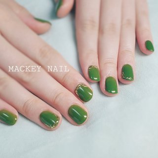 シンプル カーキのネイルデザイン ネイルブック