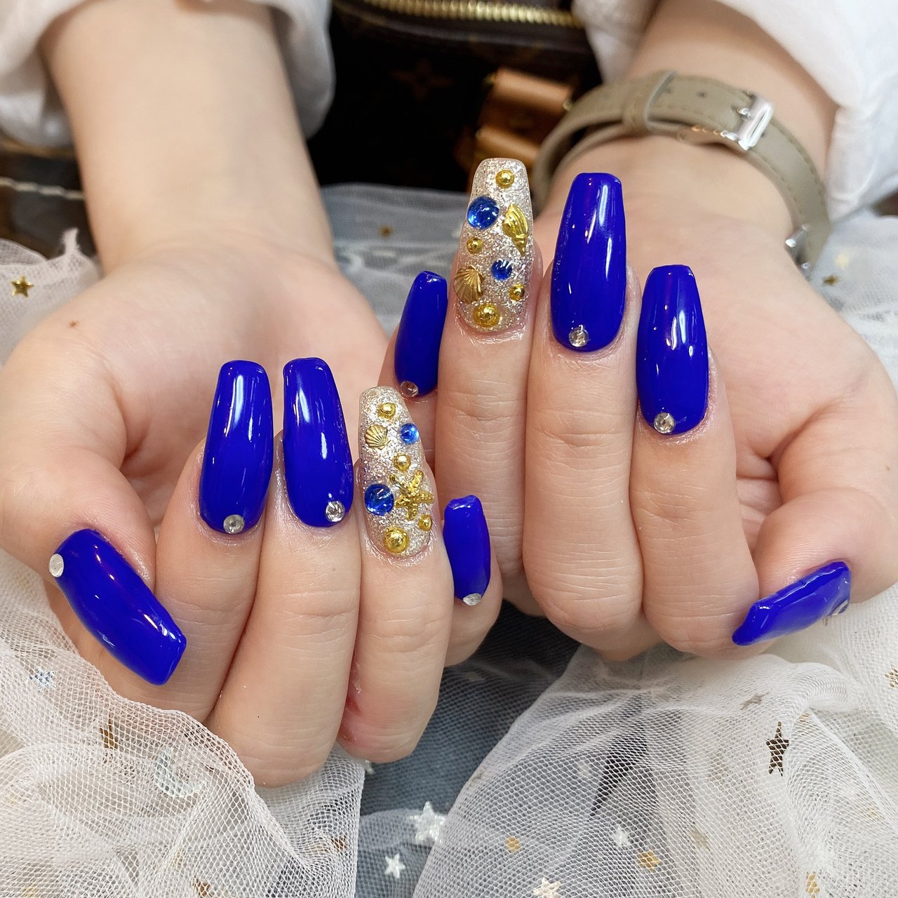 ブルー ゴールド シルバー パンダ Nail 川崎のネイルデザイン No ネイルブック