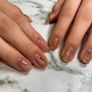 #ニュアンスネイル#おまかせデザイン#夏ネイル#シンプルネイル#ショートスクエア#自爪#フィルイン一層残し#ハードジェル #夏 #秋 #ハンド #シンプル #ニュアンス #ショート #ホワイト #ブラウン #グレー #ジェルネイル #お客様 #t4_m0nqm1 #ネイルブック