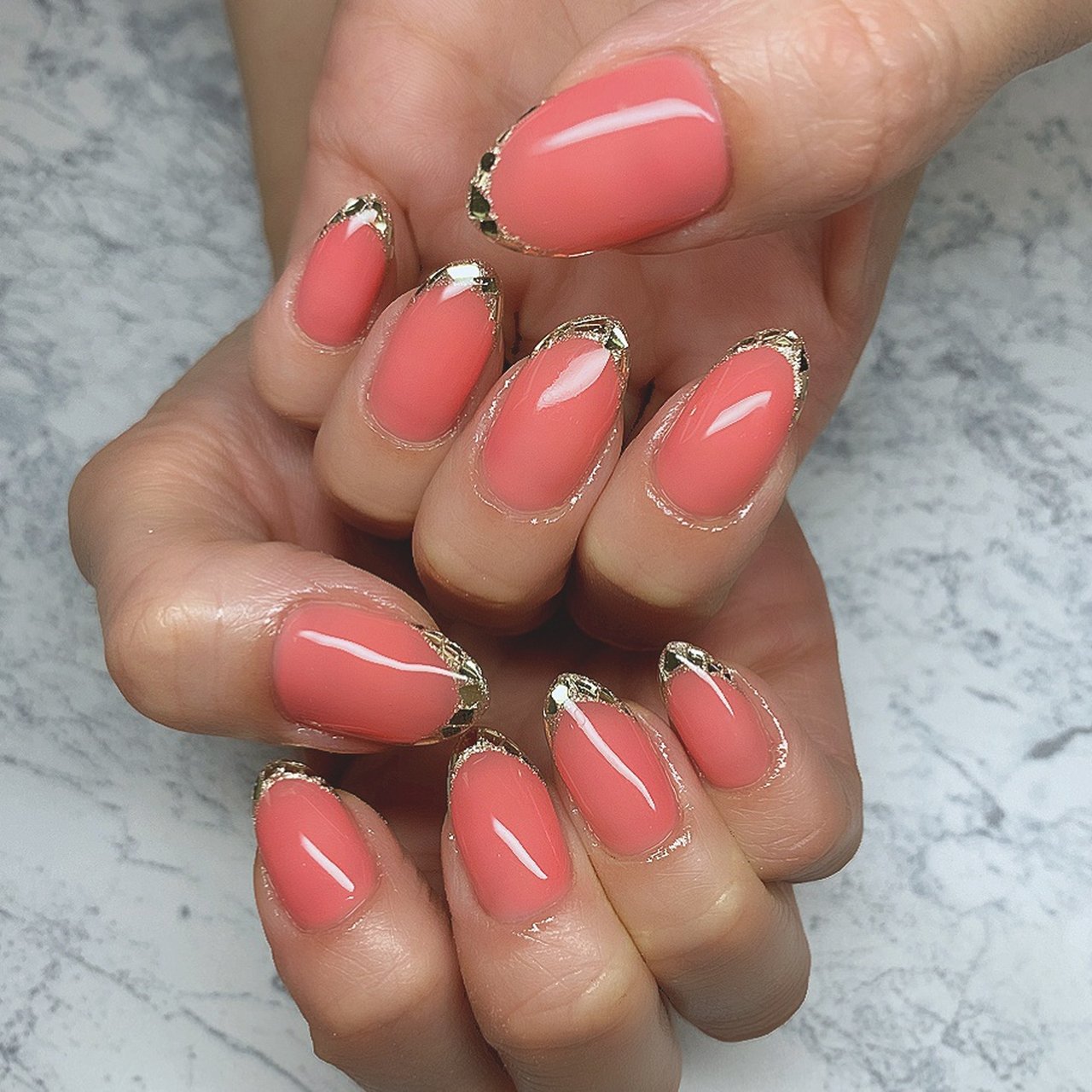 夏 ハンド フレンチ ホログラム ミディアム Misato Kのネイルデザイン No ネイルブック