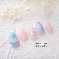 ピンク 水色 パステルのネイルデザイン ネイルブック