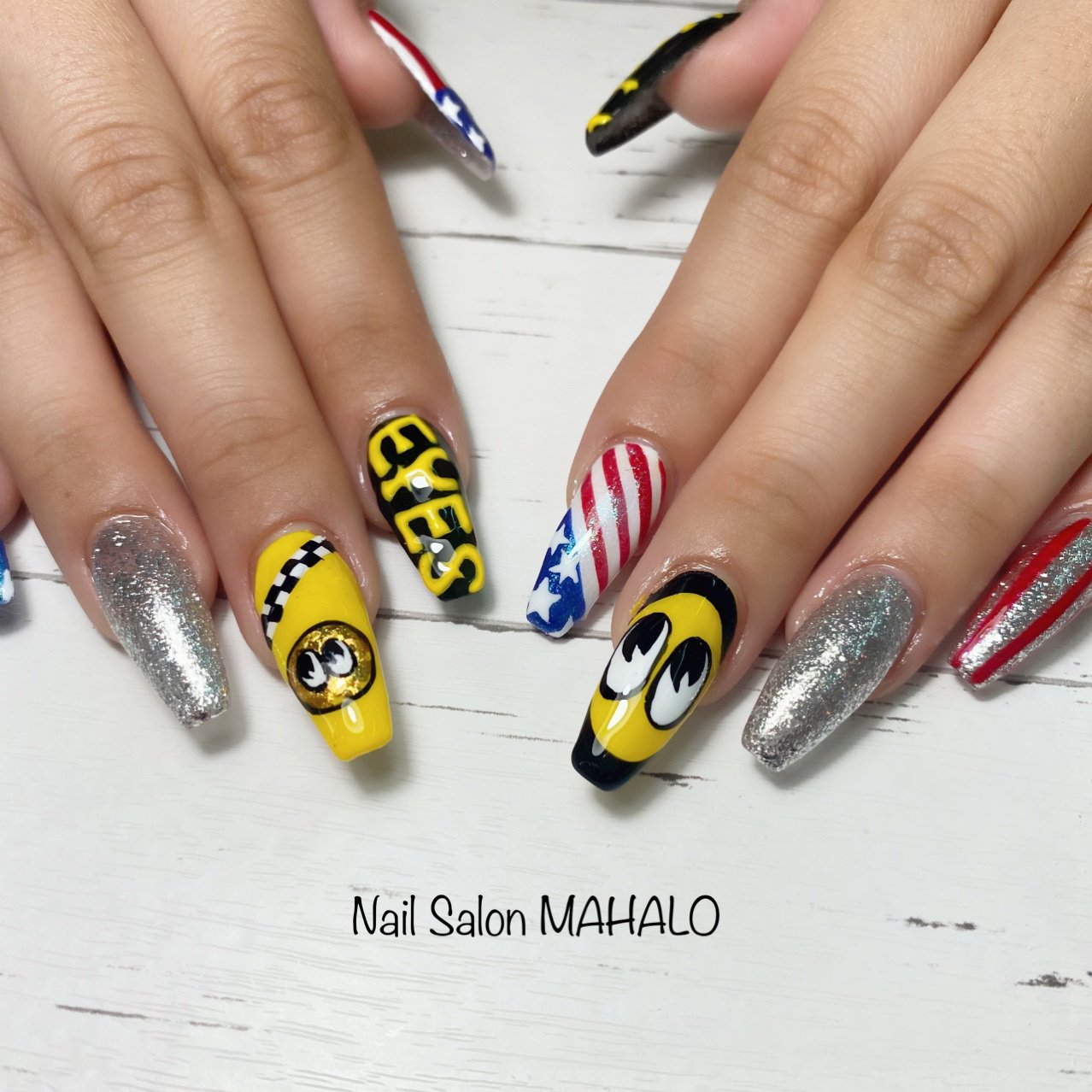 オールシーズン ハンド キャラクター 星 国旗 Nail Salon Mahaloのネイルデザイン No ネイルブック