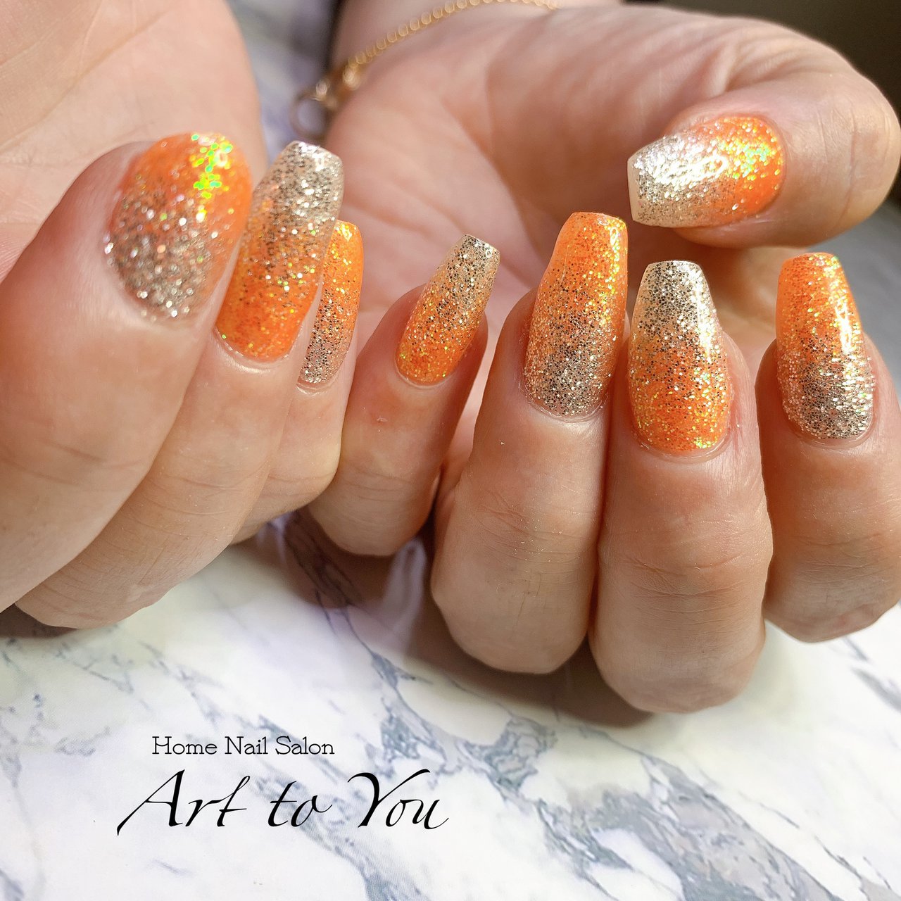夏 ハンド グラデーション ラメ ミディアム Homenailsalon Arttoyou のネイルデザイン No ネイルブック