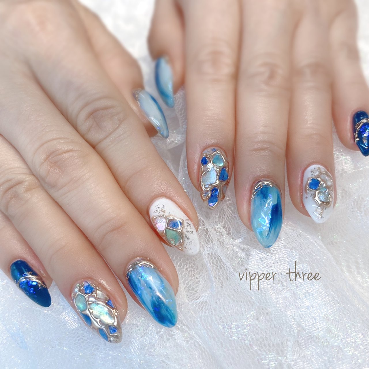 【Daisy nail tip shop】ことりのあそびば　Big ショッピングゴー shoppinggo ネイルチップ パール キラキラ