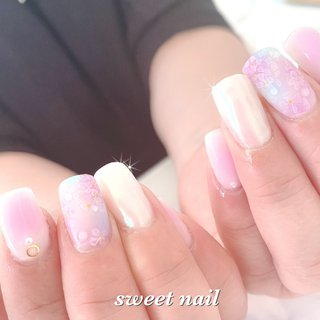 オフィス 職場 紫陽花ネイルのネイルデザイン ネイルブック