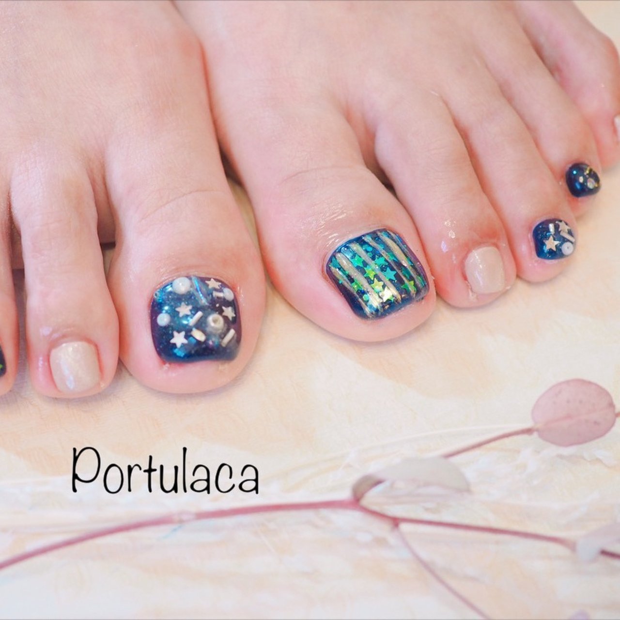 夏 七夕 ホログラム 星 マグネット 愛能知加子 Portulaca のネイルデザイン No ネイルブック