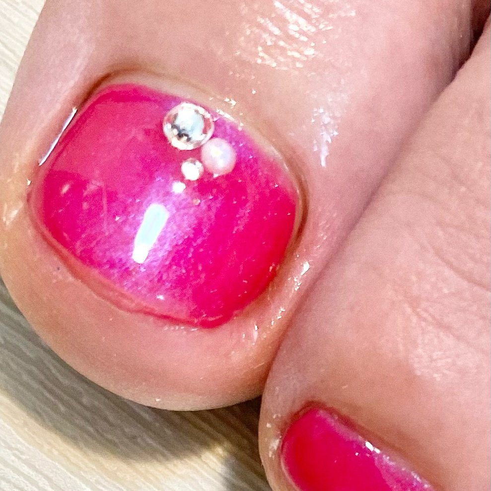 夏 オールシーズン フット シンプル ラメ Nailroommomo ネイルルームモモ のネイルデザイン No ネイルブック