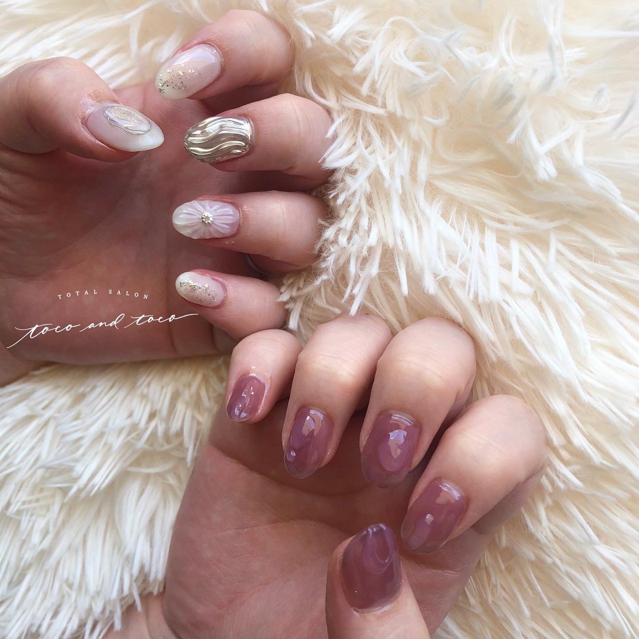 オールシーズン ワンカラー フラワー アンティーク 水滴 Tocoandtocoのネイルデザイン No ネイルブック