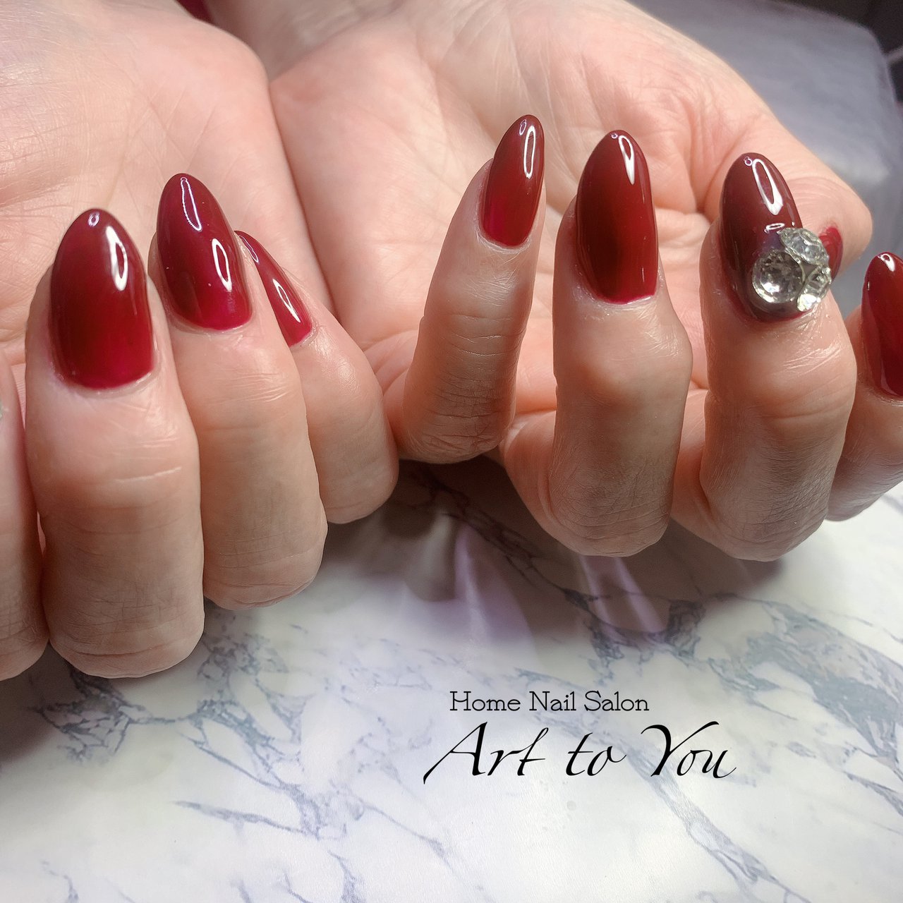 オールシーズン ハンド ワンカラー ミディアム レッド Homenailsalon Arttoyou のネイルデザイン No ネイルブック
