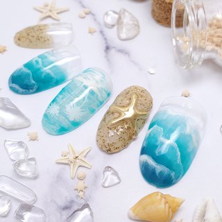 海グラデーションのネイルデザイン ネイルブック