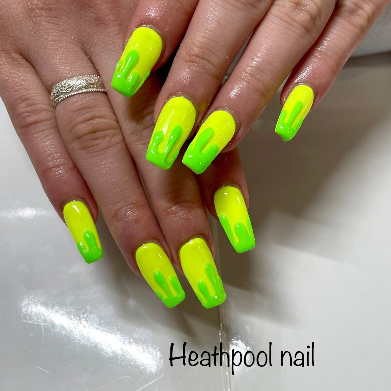 ハンド 3d イエロー グリーン ネオンカラー Heathpoolnailのネイルデザイン No ネイルブック