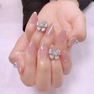 フレンチ ビジュー 細フレンチのネイルデザイン ネイルブック