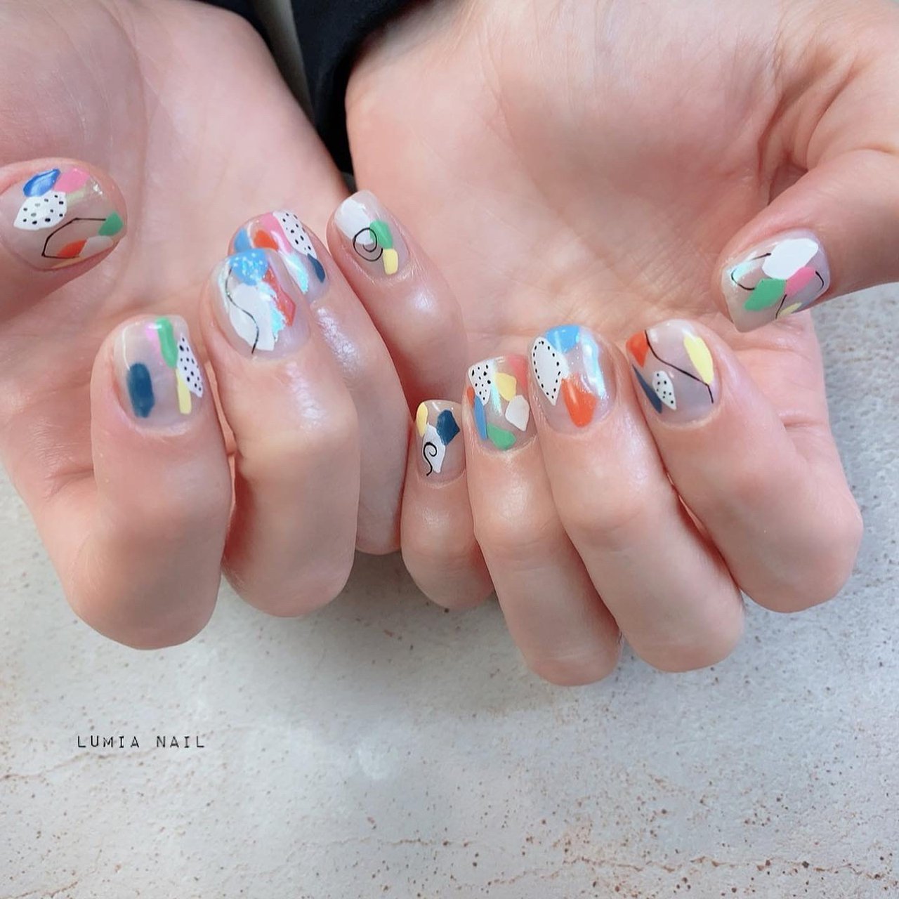 夏/旅行/ハンド/幾何学模様/ブロック - LUMIA NAILのネイルデザイン[No
