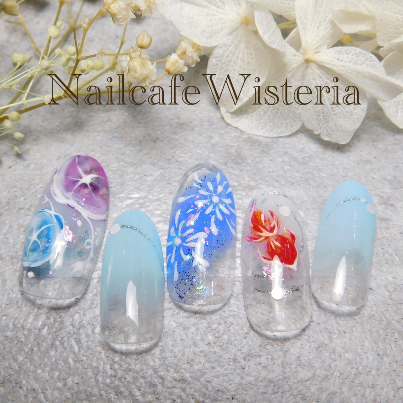 グラデーション フラワー クリア パステル カラフル Nailcafewisteriaのネイルデザイン No ネイルブック