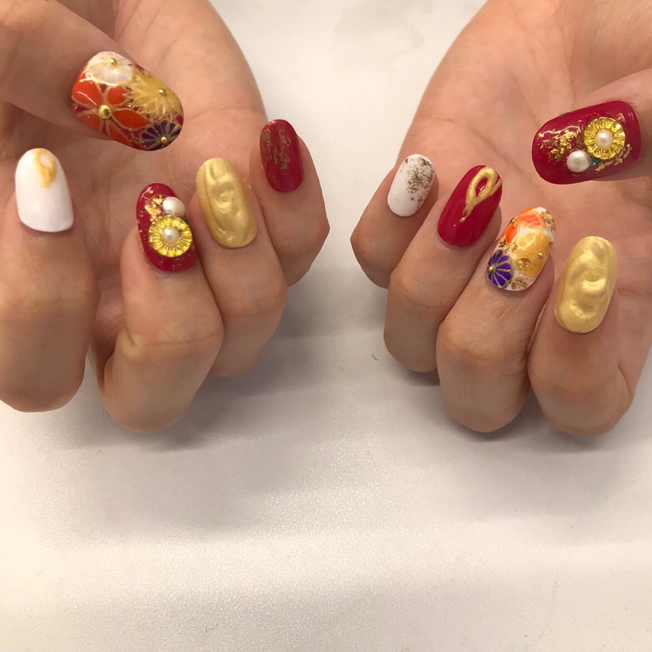 オールシーズン 成人式 ハンド レトロ 和柄 Sunnailのネイルデザイン No ネイルブック