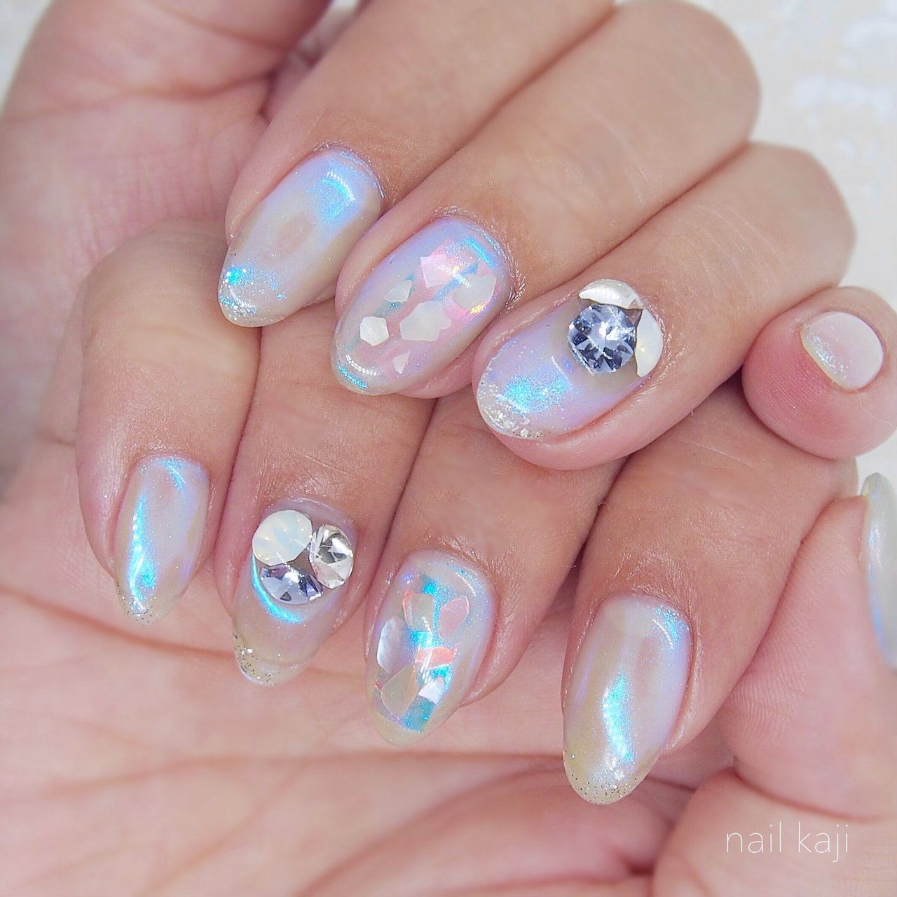 夏 梅雨 ハンド シェル オーロラ Nail Kajiのネイルデザイン No ネイルブック