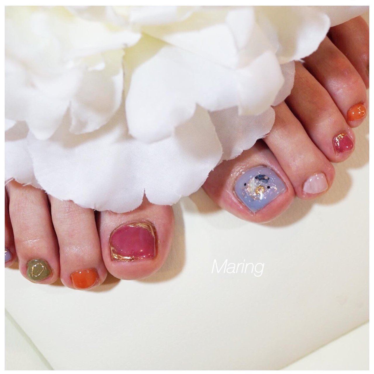 夏 フット ワンカラー シェル ワイヤー Nailsalon Maring マリング のネイルデザイン No ネイルブック