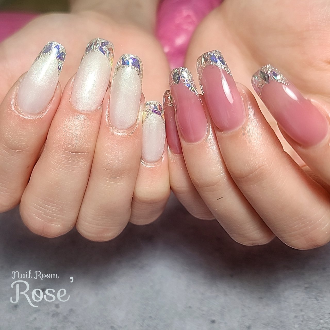 夏 オールシーズン ハンド フレンチ ホログラム 三軒茶屋 Rose のネイルデザイン No ネイルブック