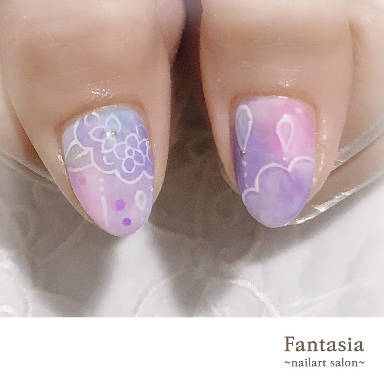 夏 梅雨 ハンド ピンク パープル Fantasia By Pinaのネイルデザイン No ネイルブック