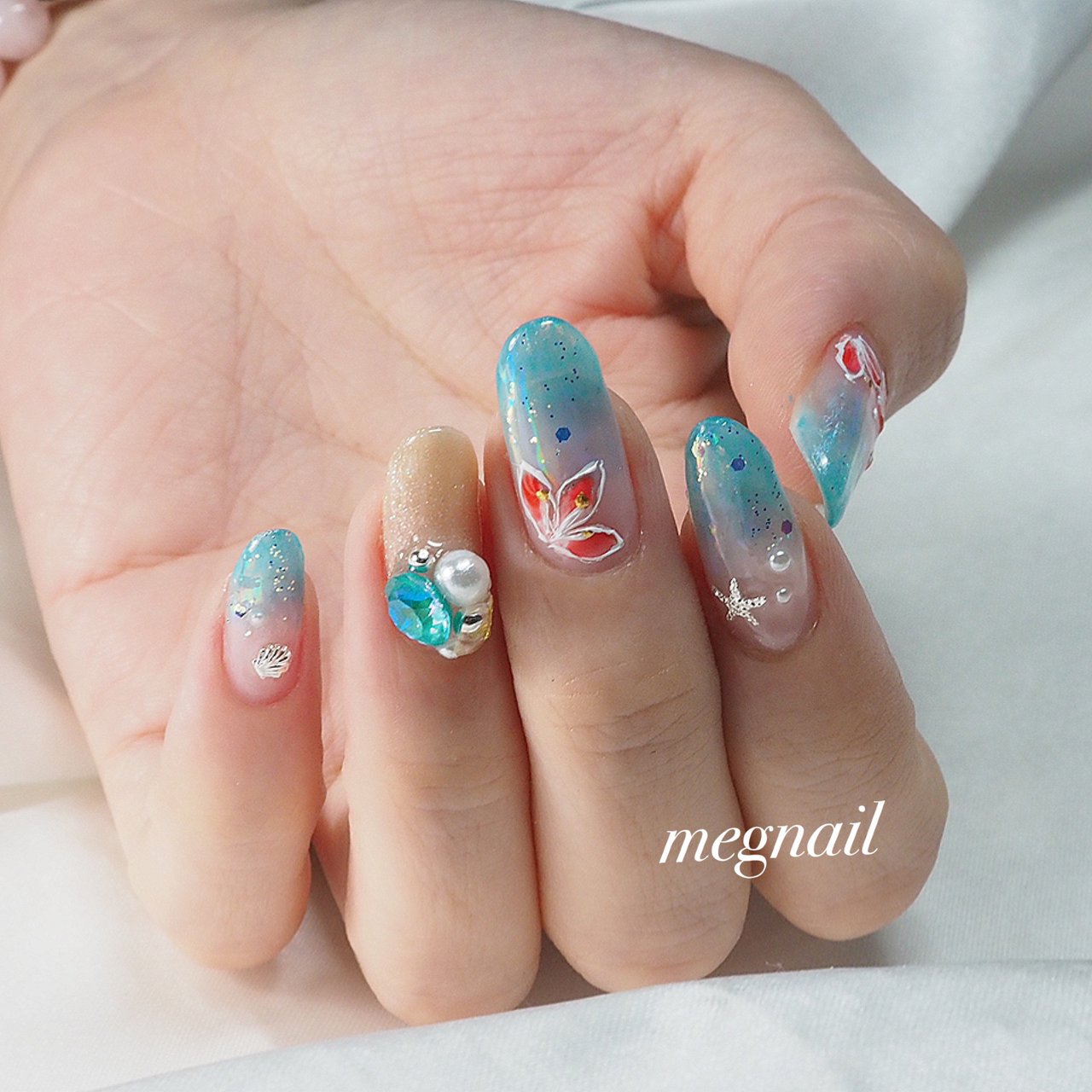 夏 旅行 海 リゾート ハンド Megnailのネイルデザイン No ネイルブック