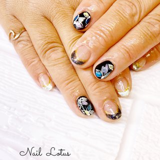 フレンチ クリア 黒のネイルデザイン ネイルブック