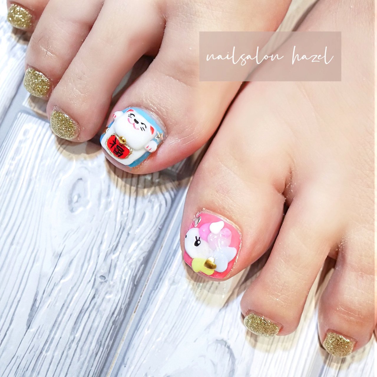 オールシーズン/フット/3D/ピンク/水色 - Nailsalon_Hazelのネイル 